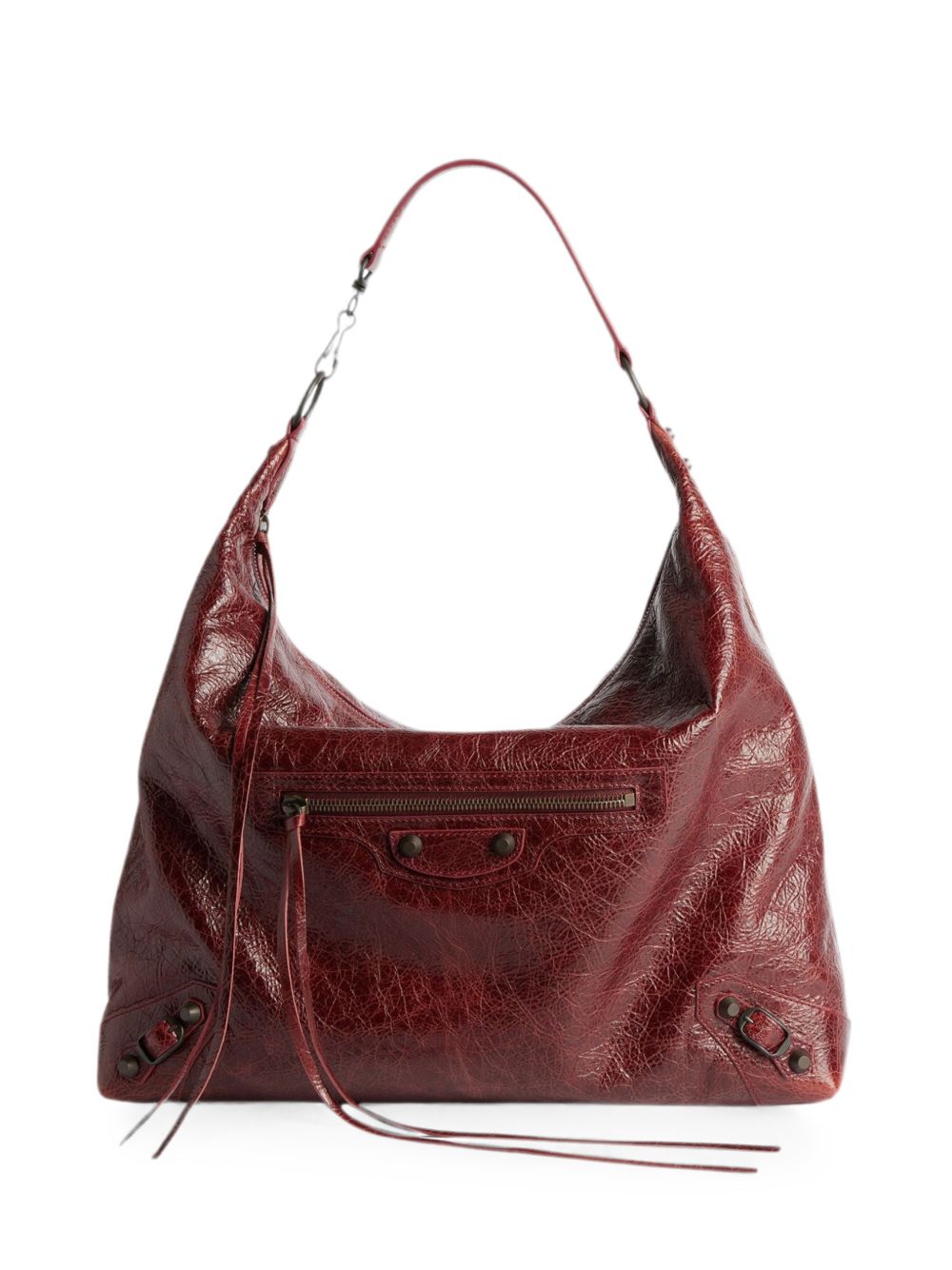 Balenciaga Crinkled Leather Top Zip Bag