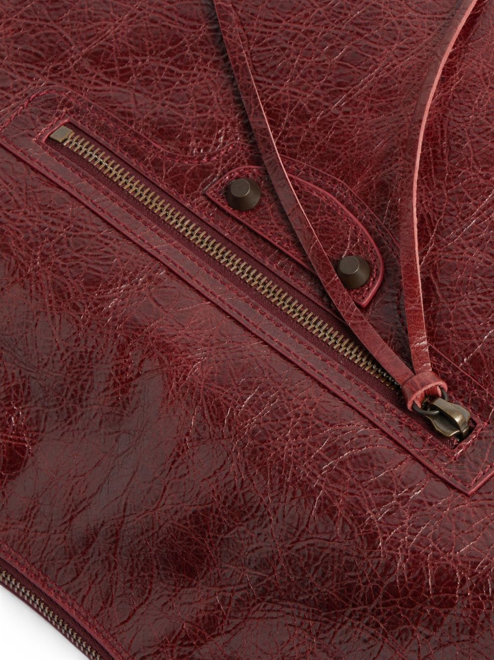Balenciaga Crinkled Leather Top Zip Bag