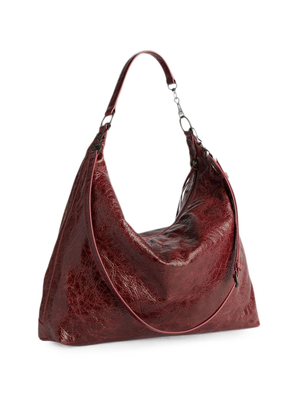 Balenciaga Crinkled Leather Top Zip Bag
