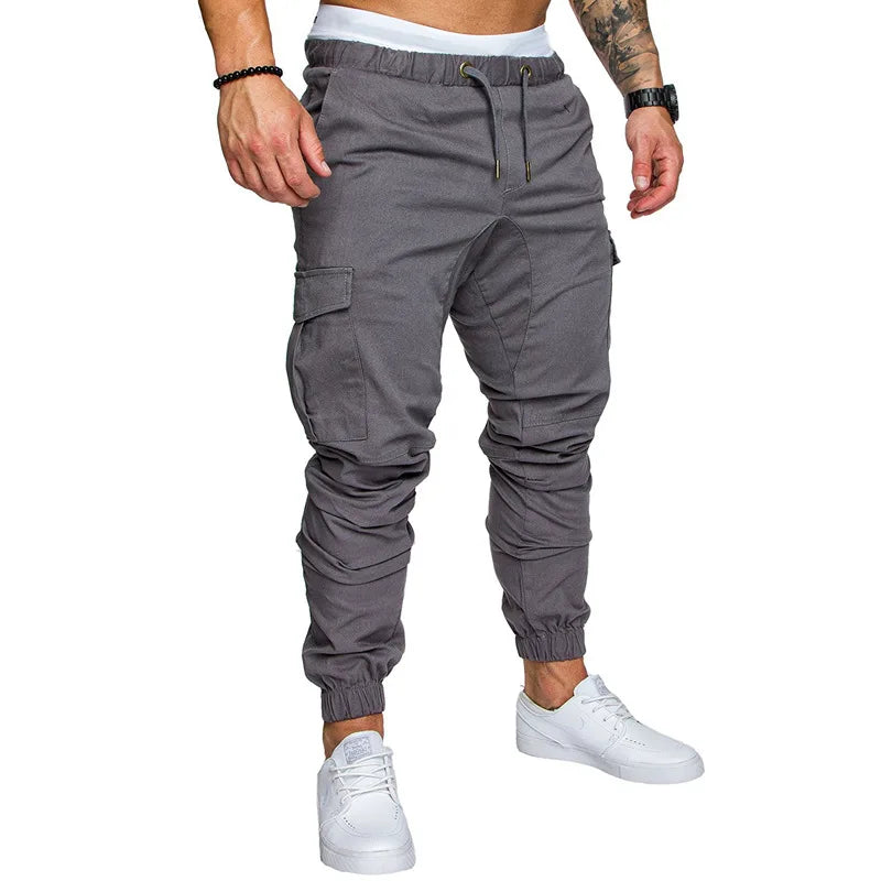 2025 New Male Trousers Mens Joggers Solid Multi-pocket Pants Sweatpants Men Pants Hip Hop Harem Joggers Pants Running men's gym