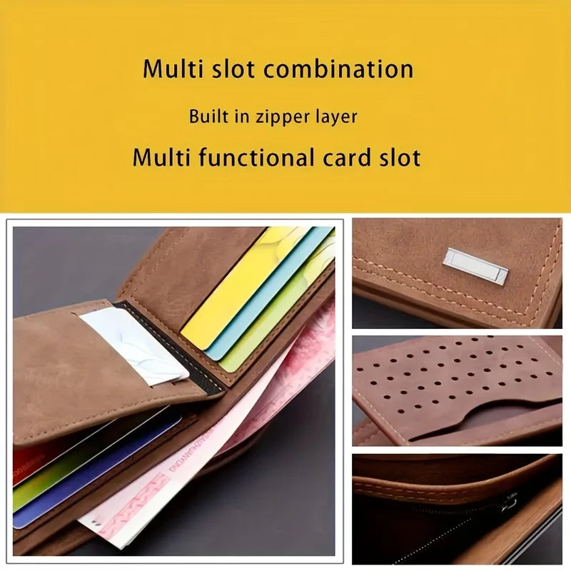 Custom Photo Wallet for Men, Personalized Picture & Text Engraved Bifold Wallet with Multiple Card Slots & Cash Pocket, Vintage