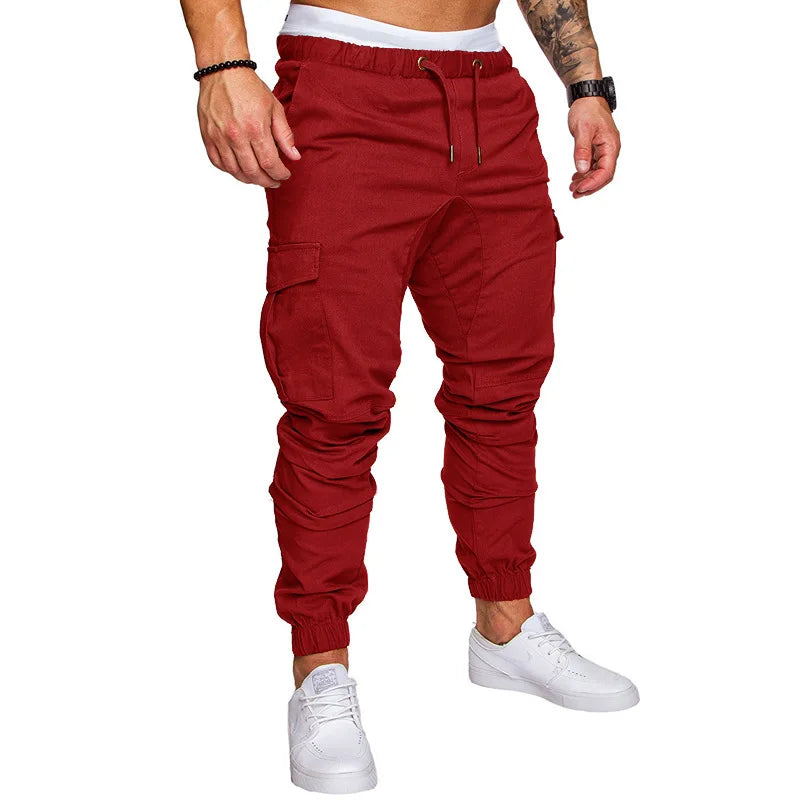 2025 New Male Trousers Mens Joggers Solid Multi-pocket Pants Sweatpants Men Pants Hip Hop Harem Joggers Pants Running men's gym
