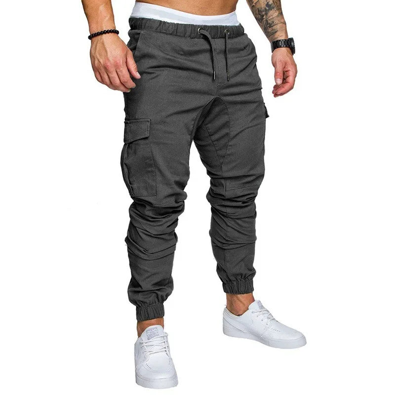 2025 New Male Trousers Mens Joggers Solid Multi-pocket Pants Sweatpants Men Pants Hip Hop Harem Joggers Pants Running men's gym