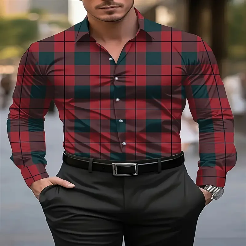 Stripe Printed Men's Long Sleeve Shirt Summer Casual Men's Single Breasted Shirt Beach Pool Party Men's Fashion Shirt