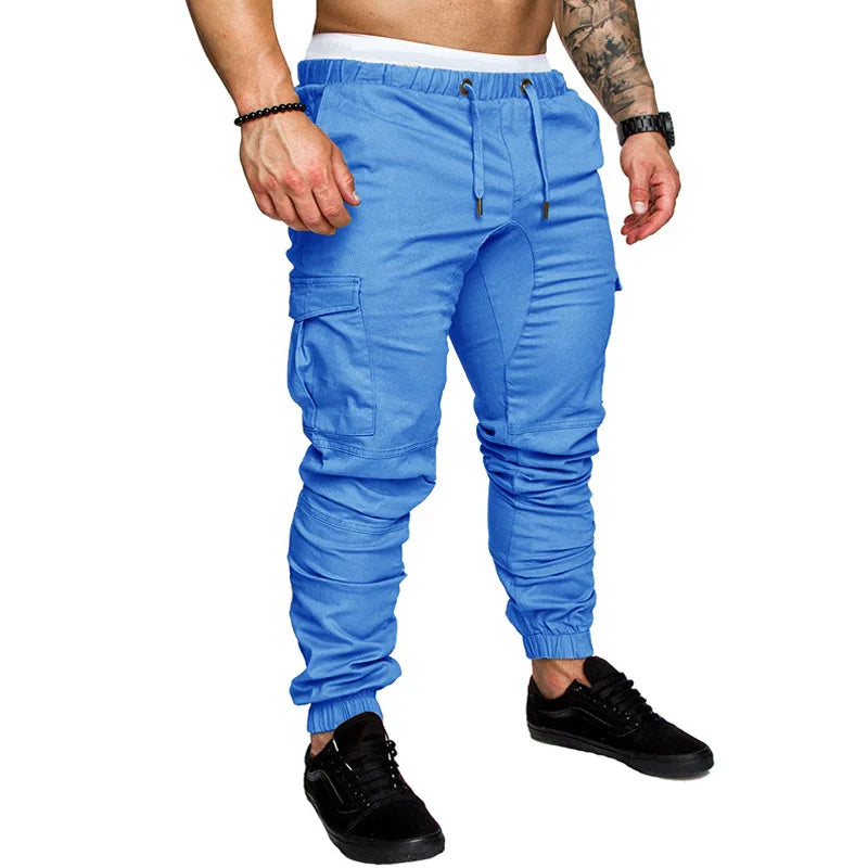 2025 New Male Trousers Mens Joggers Solid Multi-pocket Pants Sweatpants Men Pants Hip Hop Harem Joggers Pants Running men's gym