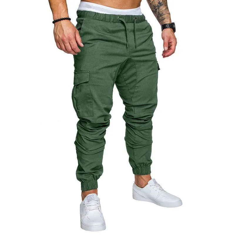 2025 New Male Trousers Mens Joggers Solid Multi-pocket Pants Sweatpants Men Pants Hip Hop Harem Joggers Pants Running men's gym