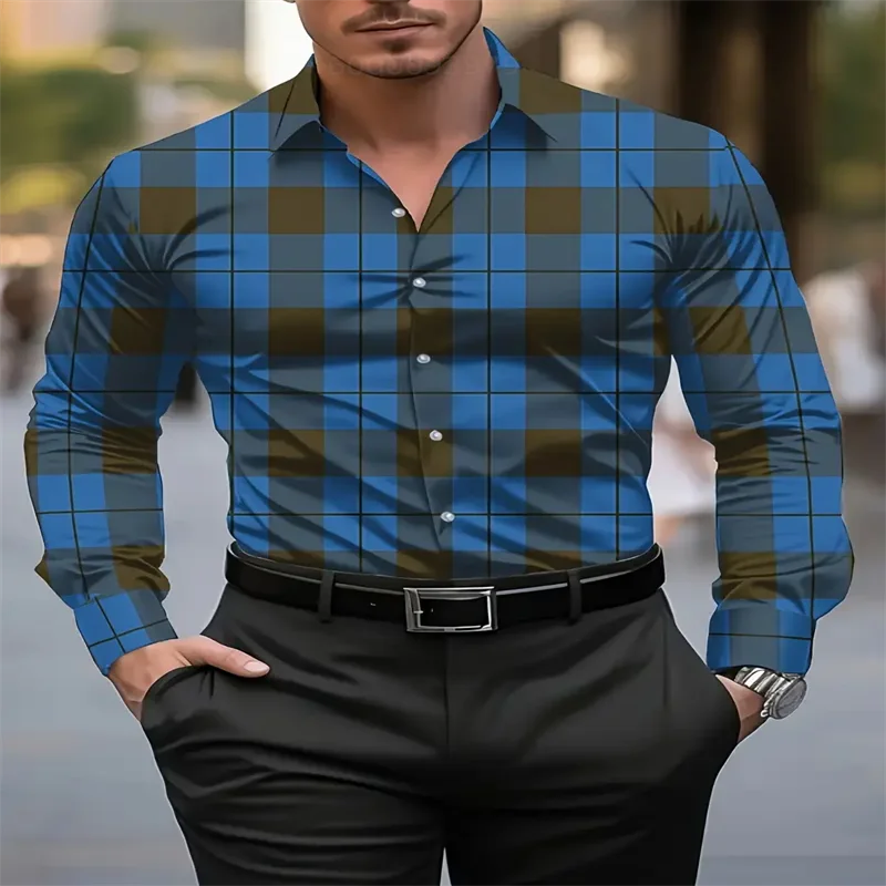 Stripe Printed Men's Long Sleeve Shirt Summer Casual Men's Single Breasted Shirt Beach Pool Party Men's Fashion Shirt