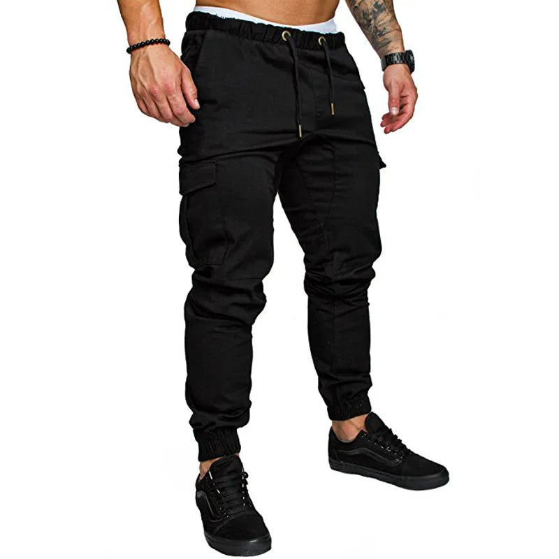 2025 New Male Trousers Mens Joggers Solid Multi-pocket Pants Sweatpants Men Pants Hip Hop Harem Joggers Pants Running men's gym