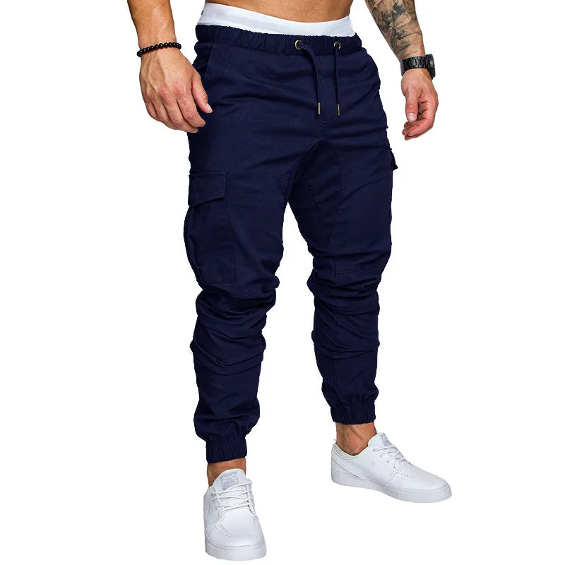 2025 New Male Trousers Mens Joggers Solid Multi-pocket Pants Sweatpants Men Pants Hip Hop Harem Joggers Pants Running men's gym