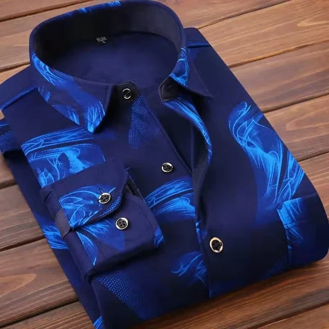 2026 winter Men's fashion smart casual striped long Sleeve Shirts,autumn men thicken Shirt Slim Fit Shirt Male full size M-4XL