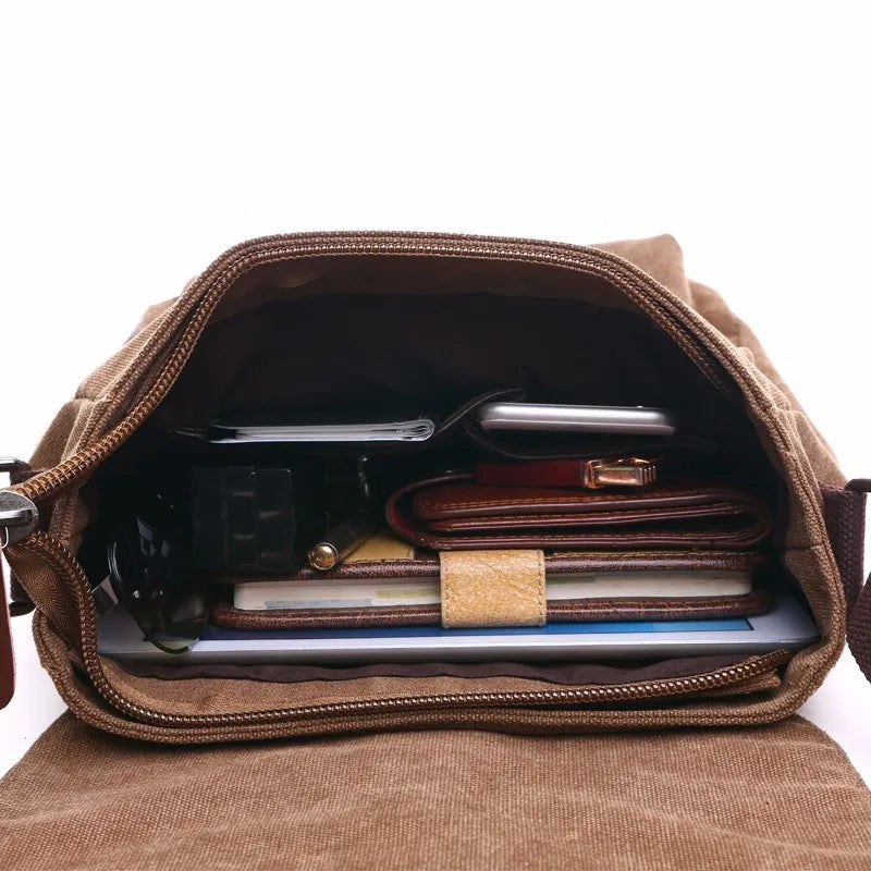 Men Business Messenger Bags For Men Shoulder Bag Vintage Canvas Crossbody Pack Retro Casual Office Travel Bag