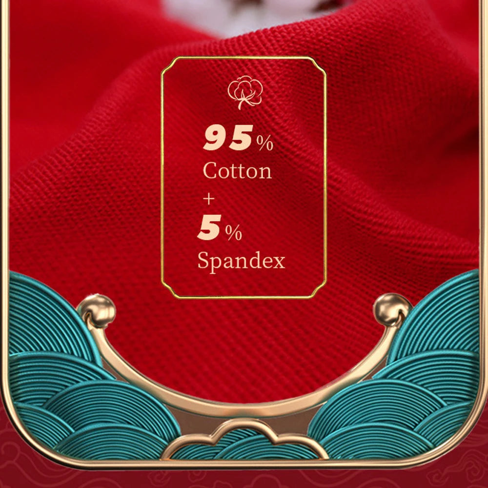 Men's Panties And Socks Boxers shorts Cotton Breathable Antibacterial Underpants Briefs Red Chinese New Year Underwear Trunks