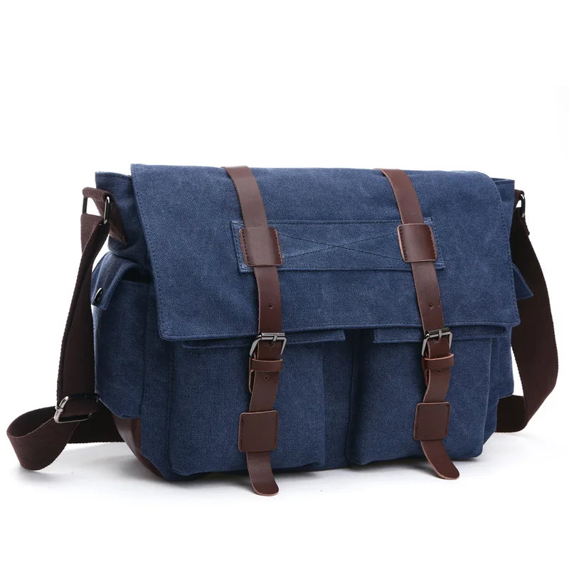 Men Business Messenger Bags For Men Shoulder Bag Vintage Canvas Crossbody Pack Retro Casual Office Travel Bag
