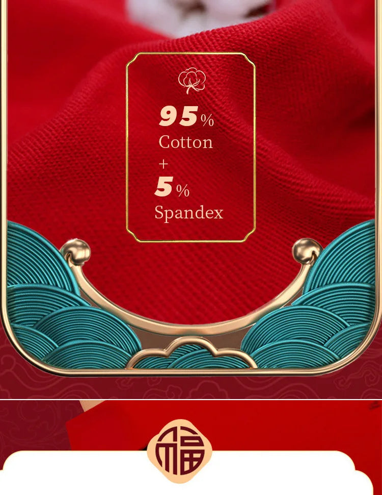 Men's Panties And Socks Boxers shorts Cotton Breathable Antibacterial Underpants Briefs Red Chinese New Year Underwear Trunks