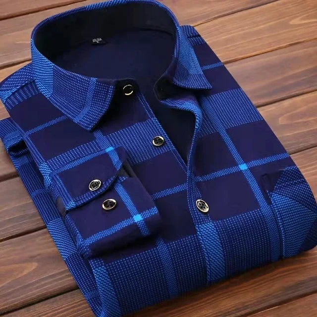 2026 winter Men's fashion smart casual striped long Sleeve Shirts,autumn men thicken Shirt Slim Fit Shirt Male full size M-4XL