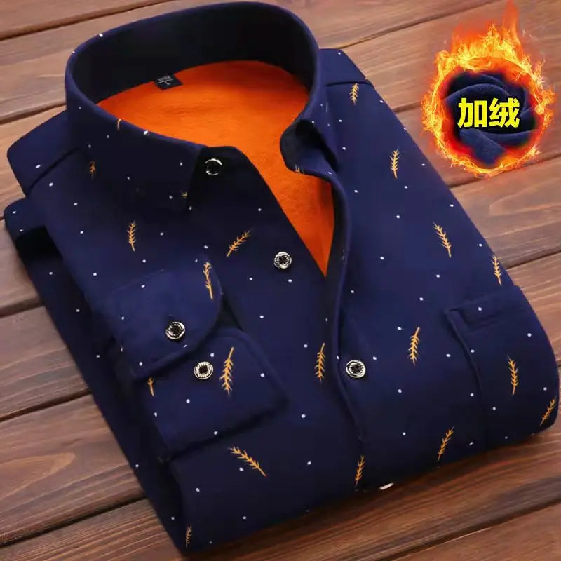2026 winter Men's fashion smart casual striped long Sleeve Shirts,autumn men thicken Shirt Slim Fit Shirt Male full size M-4XL