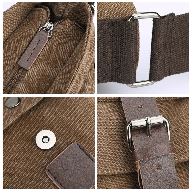 Men Business Messenger Bags For Men Shoulder Bag Vintage Canvas Crossbody Pack Retro Casual Office Travel Bag