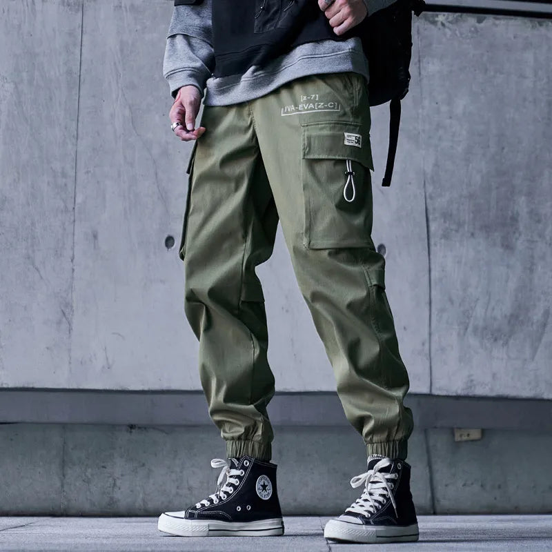 New Joggers Cargo Pants Men Fashion Ribbons Pocket Harem Trousers Sweatpants Men Hip Hop Harajuku Streetwear Casual Pants
