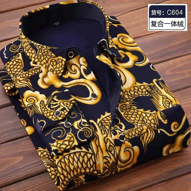 2026 winter Men's fashion smart casual striped long Sleeve Shirts,autumn men thicken Shirt Slim Fit Shirt Male full size M-4XL