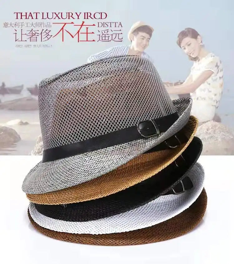 Men's summer sun hat, middle-aged and elderly, spring and summer fashion sun hat, top hat, outdoor straw hat