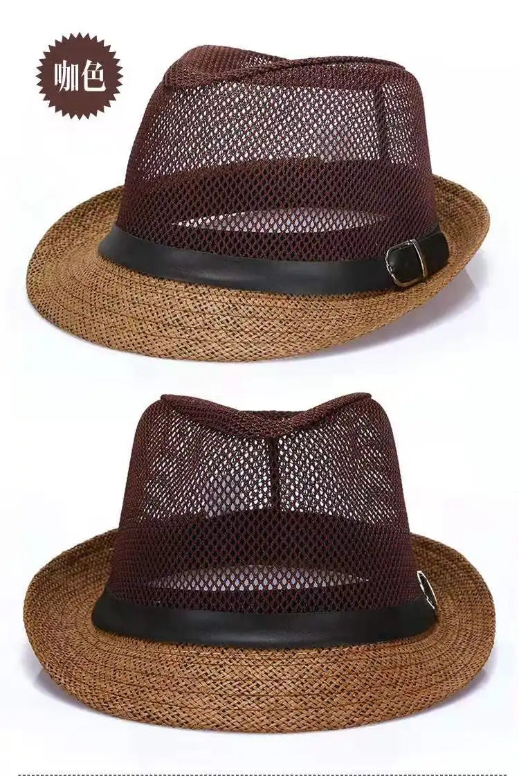 Men's summer sun hat, middle-aged and elderly, spring and summer fashion sun hat, top hat, outdoor straw hat