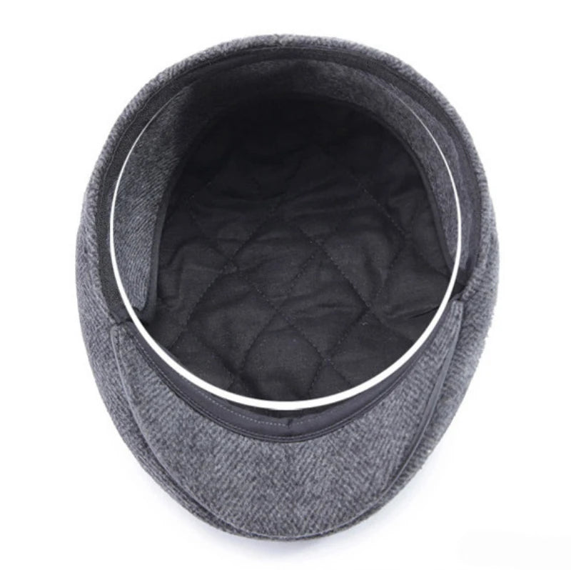 HT1852 Men Cap Hat Classic Autumn Winter Hat Vintage Flat Beret Cap Warm   Cap Casual Earflap Dad Hat Berets for Men