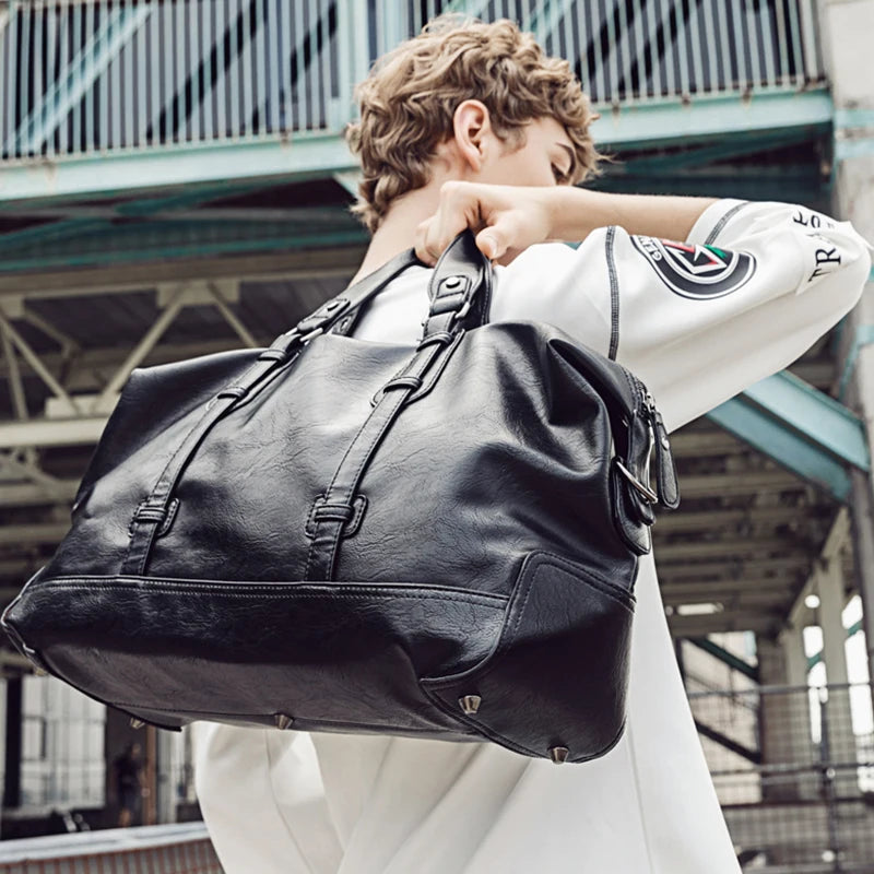 Men Handbag Leather Large Capacity Travel Bag Fashion Shoulder Bag Male Travel Duffle Tote Bag Casual Messenger Crossbody Bags