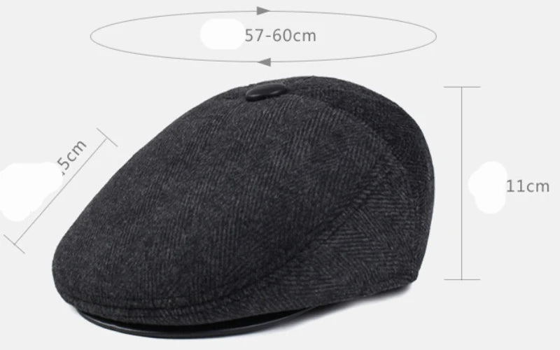 HT1852 Men Cap Hat Classic Autumn Winter Hat Vintage Flat Beret Cap Warm   Cap Casual Earflap Dad Hat Berets for Men