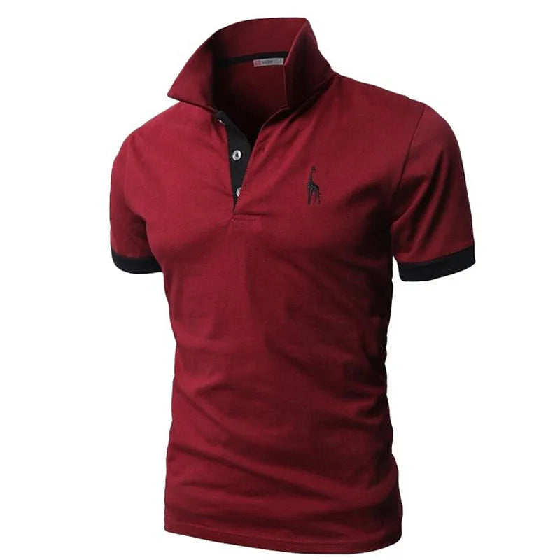 Man Polo Shirt Mens Casual Deer Embroidery Polos shirts Men Short Sleeve t shirt Solid polo men Hommes 2 PCS free shipping MY105