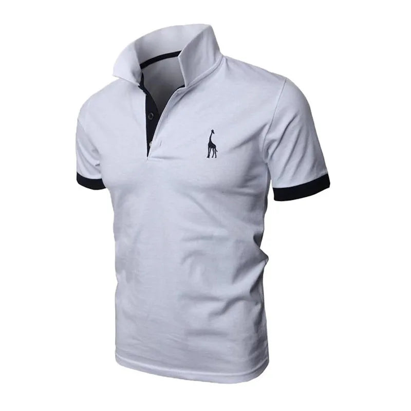 Man Polo Shirt Mens Casual Deer Embroidery Polos shirts Men Short Sleeve t shirt Solid polo men Hommes 2 PCS free shipping MY105