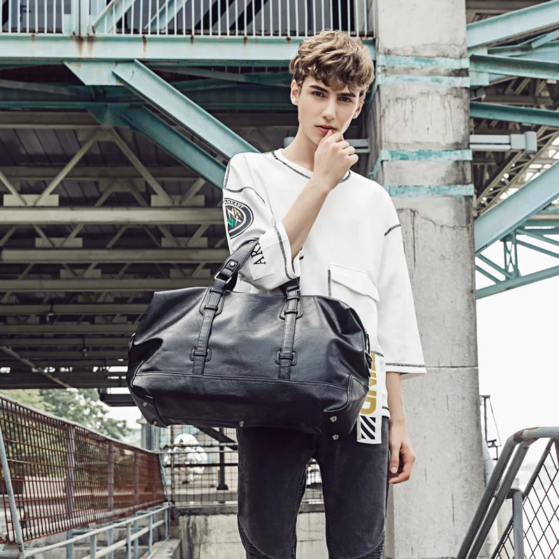 Men Handbag Leather Large Capacity Travel Bag Fashion Shoulder Bag Male Travel Duffle Tote Bag Casual Messenger Crossbody Bags