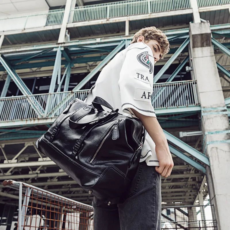 Men Handbag Leather Large Capacity Travel Bag Fashion Shoulder Bag Male Travel Duffle Tote Bag Casual Messenger Crossbody Bags