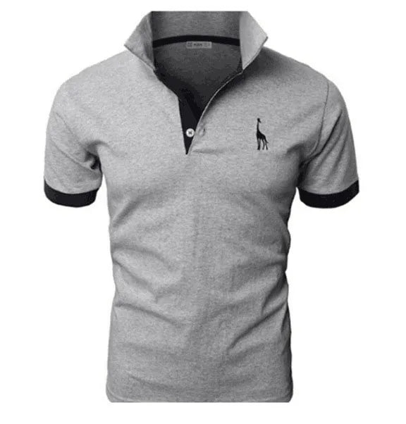 Man Polo Shirt Mens Casual Deer Embroidery Polos shirts Men Short Sleeve t shirt Solid polo men Hommes 2 PCS free shipping MY105
