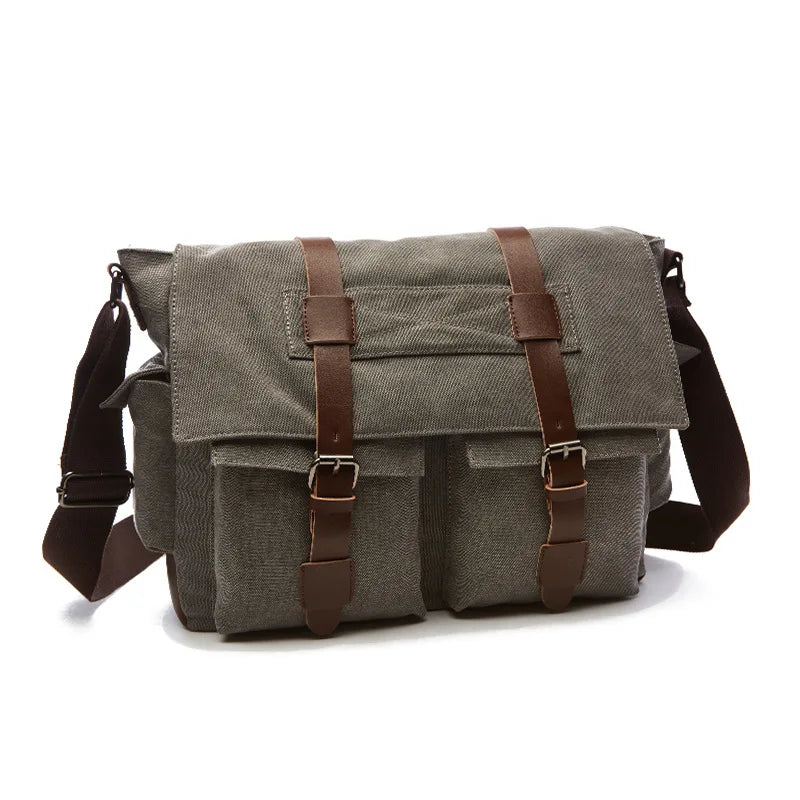 Men Business Messenger Bags For Men Shoulder Bag Vintage Canvas Crossbody Pack Retro Casual Office Travel Bag