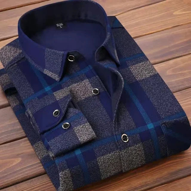 2026 winter Men's fashion smart casual striped long Sleeve Shirts,autumn men thicken Shirt Slim Fit Shirt Male full size M-4XL