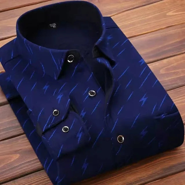 2026 winter Men's fashion smart casual striped long Sleeve Shirts,autumn men thicken Shirt Slim Fit Shirt Male full size M-4XL