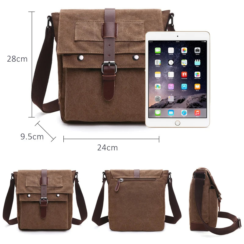 Men Business Messenger Bags For Men Shoulder Bag Vintage Canvas Crossbody Pack Retro Casual Office Travel Bag