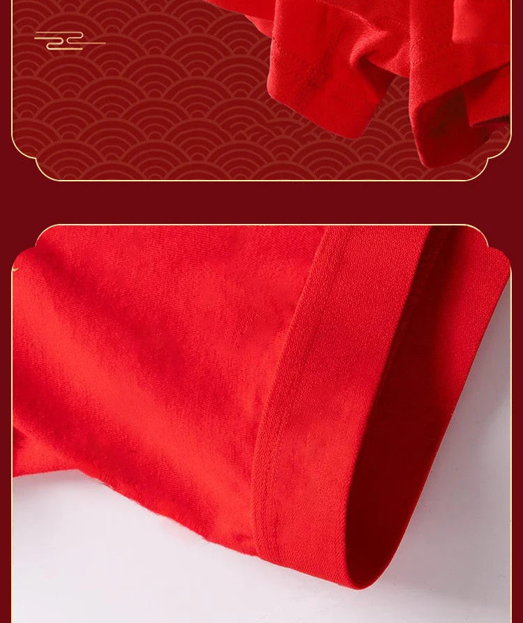 Men's Panties And Socks Boxers shorts Cotton Breathable Antibacterial Underpants Briefs Red Chinese New Year Underwear Trunks