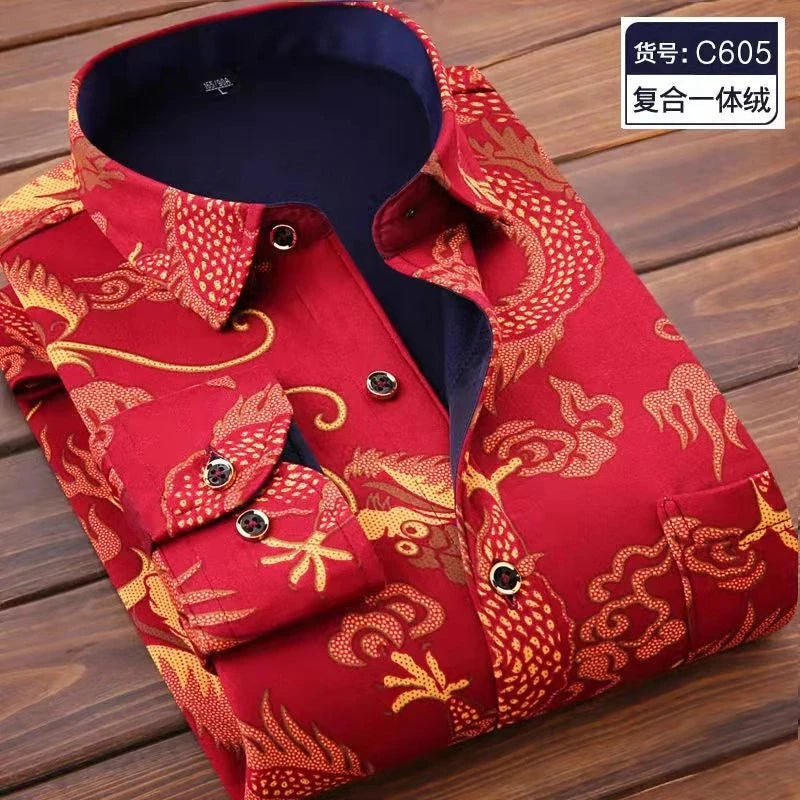 2026 winter Men's fashion smart casual striped long Sleeve Shirts,autumn men thicken Shirt Slim Fit Shirt Male full size M-4XL
