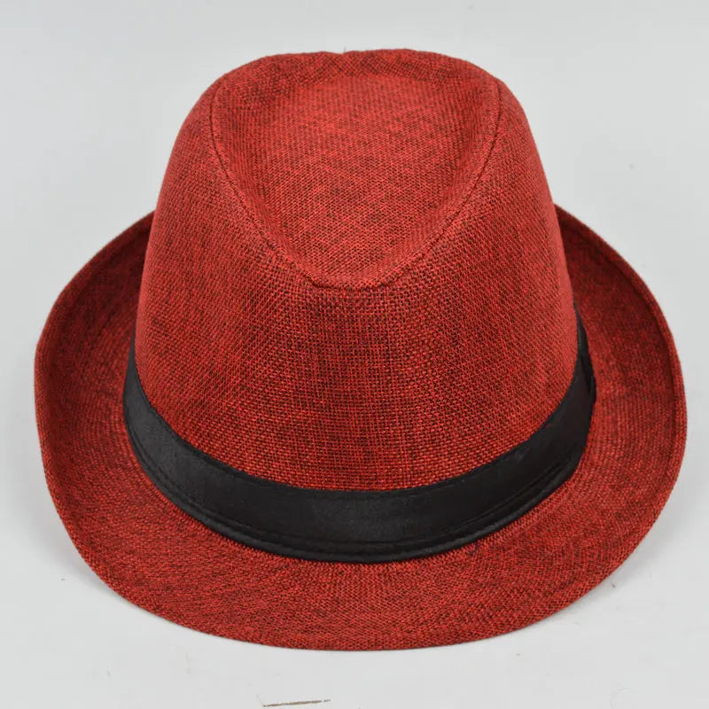 Men's Fashion Top Hat Cotton Linen Solid Jazz Hat Men's English Gentleman Hat Versatile Casual Sunshade Four Seasons Hats Gifts