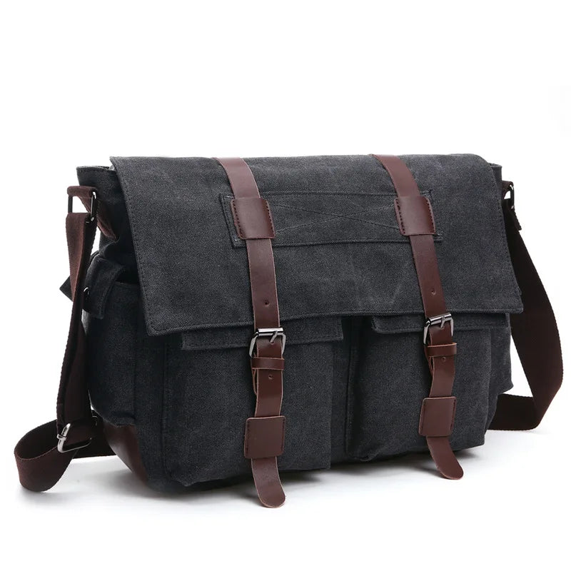 Men Business Messenger Bags For Men Shoulder Bag Vintage Canvas Crossbody Pack Retro Casual Office Travel Bag