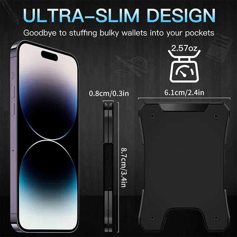Metal Wallet for Men, Ergonomics Design Money Clip Wallet with Compass, Minimalist Slim Wallet with RFID Blocking