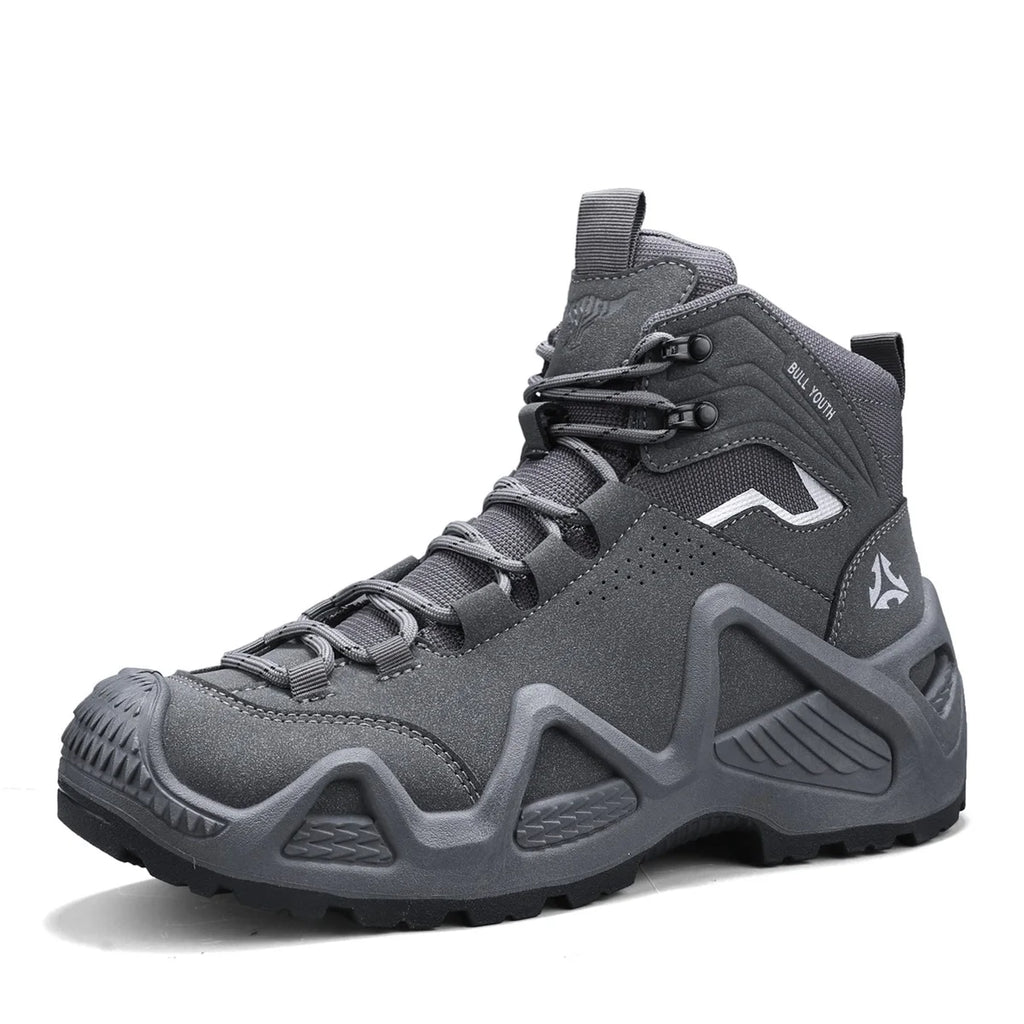 Hiking Boots Men Fashionable Outdoor Anti-slip Work Boots Lace Wear-resistant Sole All-terrain Walk Camping Travel Snow Boots