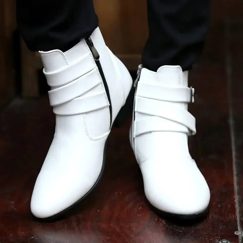 Men's Leather Boots Fashion Designer Pointed Toe Chelsea Boots Business Casual Boots for Men Motorcycle Ankle Boot Botas Hombre