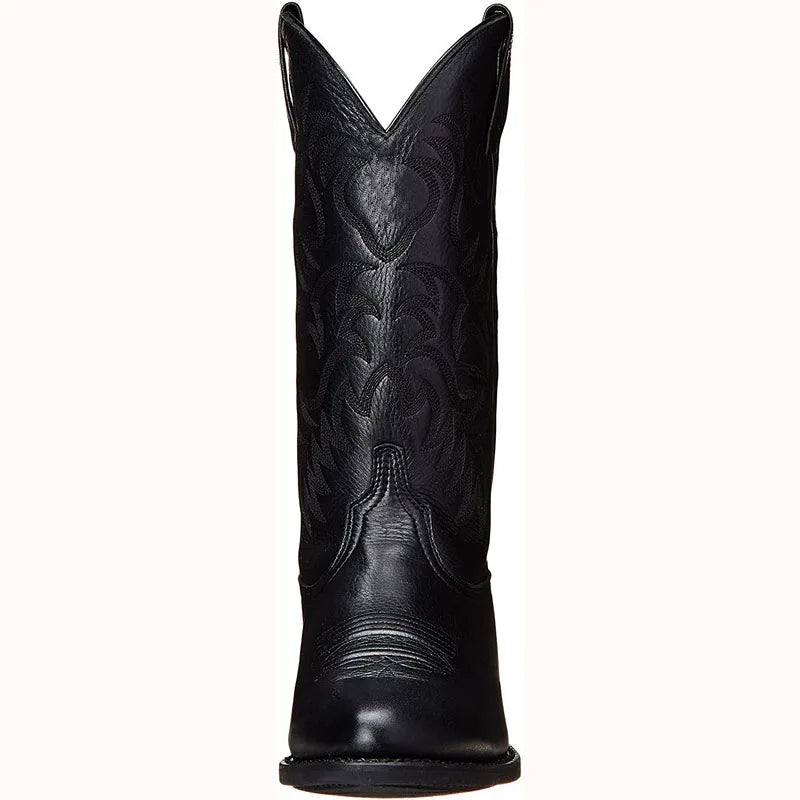 Men Boot 2025 Mid Calf Western Cowboy Motorcycle Boots Male Autumn Outdoor PU Leather Totem Med Heel Fashion Designed Men Boots