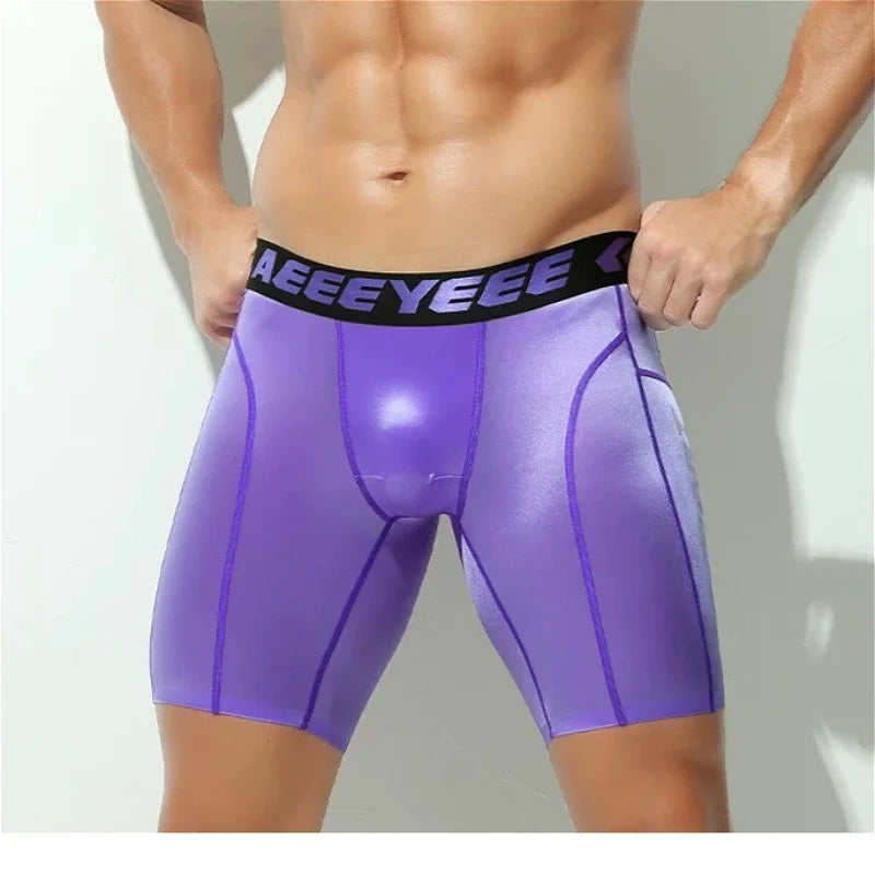 Boxershorts Sports Sexy Mens Long Underwear Quick-dry Shorts U Pouch Men Flat Boxers High Elasticity Man Panties Fitness Running
