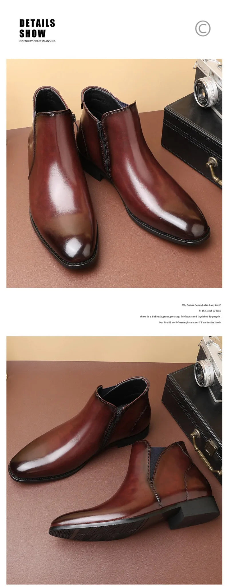 Men's Chelsea Boots Fashion British Style Short Boot Luxury High-Top Leather Boots for Men Business Men Dress Boots Botas Hombre