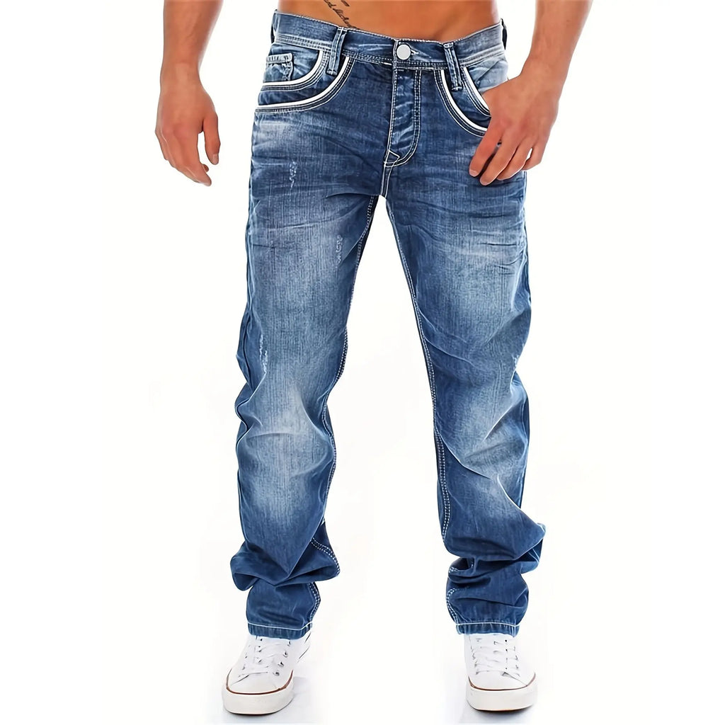 New Men's Retro Loose Casual Straight Leg Jeans Comfortable Classic Fit Men's Denim Pants