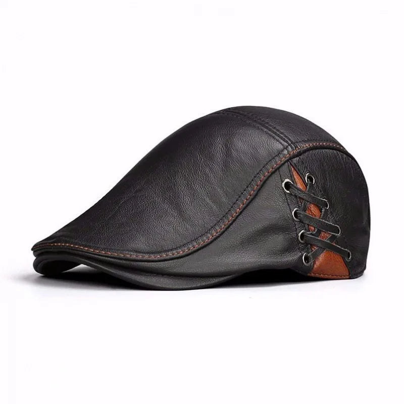 Hat Men's Spring and Autumn Peaked Cap Men's Hat Sheepskin Autumn and Winter Middle-aged Young Leisure Tide Beret Old Man Hat