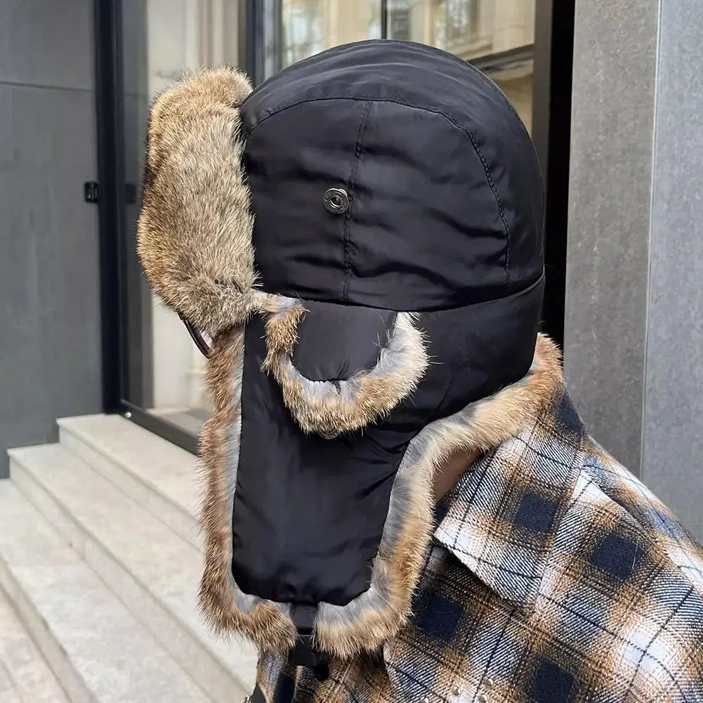 Men Women Trapper Hats Russian Ushanka Warm Winter Fur Earflap Hat Outdoor Sports Skiing Hunting Fishing Plush Cap